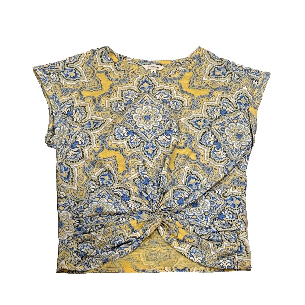 Lucky Brand Women's Yellow Boho T-Shirt Size Medium